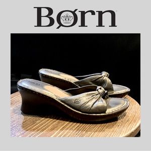Never Worn!  Born Wedge Slip On Sandals..  Size 9